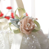 Wedding Basket Lace Simulation Flowers Handheld Flower Basket Decorative Flower Girl Basket for Wedding Party