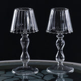 Glass Candle Holder Tansparent Table Lamp Shape Candlestick Holder for Din