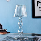 Glass Candle Holder Tansparent Table Lamp Shape Candlestick Holder for Din