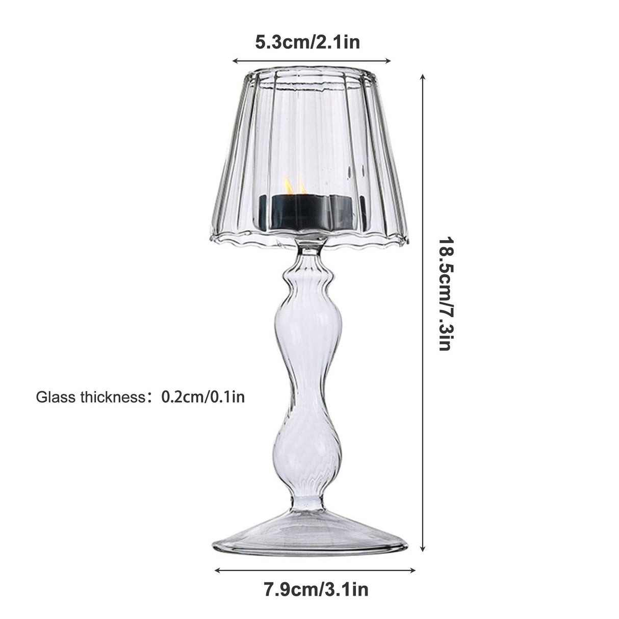 Glass Candle Holder Tansparent Table Lamp Shape Candlestick Holder for Din