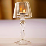 Glass Candle Holder Tansparent Table Lamp Shape Candlestick Holder for Din - Extra Image