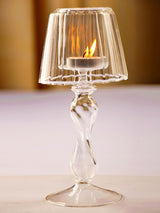 Glass Candle Holder Tansparent Table Lamp Shape Candlestick Holder for Din