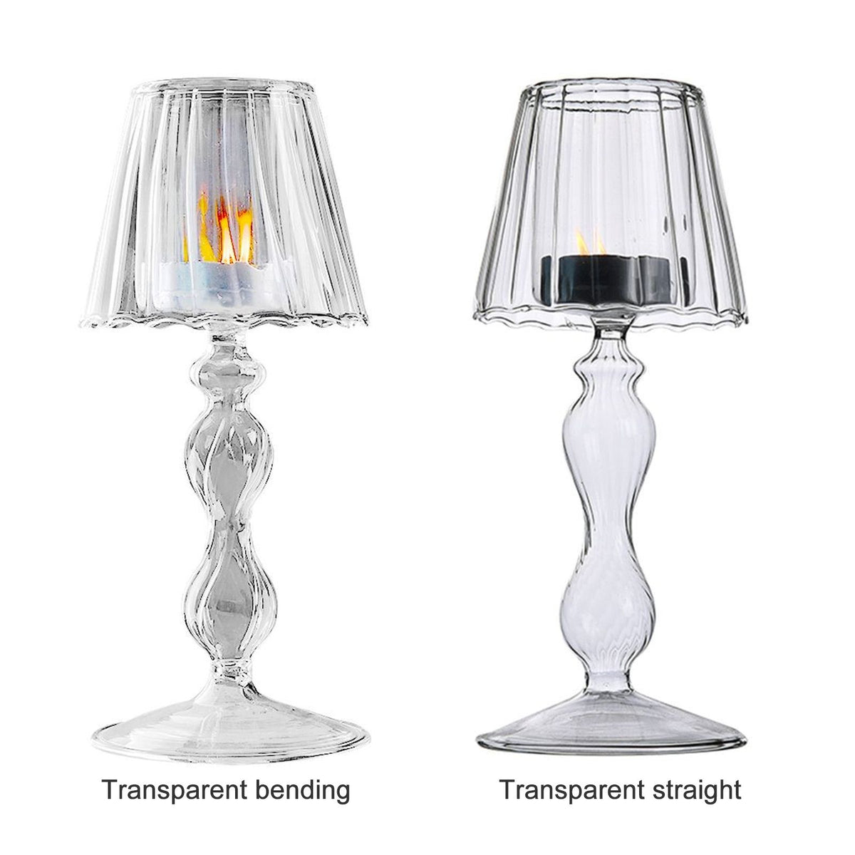 Glass Candle Holder Tansparent Table Lamp Shape Candlestick Holder for Din