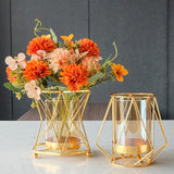 16x14cm Vase Gold Decorative Clear Glass Rugged Flower Vase For Wedding Arty - Low Angle