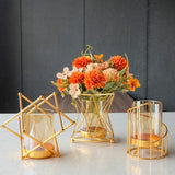 16x14cm Vase Gold Decorative Clear Glass Rugged Flower Vase For Wedding Arty - Extra Image