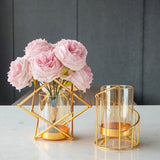 16x14cm Vase Gold Decorative Clear Glass Rugged Flower Vase For Wedding Arty - Extra Image
