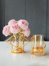 16x14cm Vase Gold Decorative Clear Glass Rugged Flower Vase For Wedding Arty - Extra Image