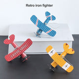 3pcs Airplane Hanging Ornament Retro Decoration Iron Airplane Model for Car Desktop Yellow Red Blue