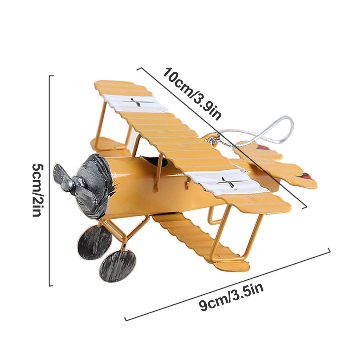 3pcs Airplane Hanging Ornament Retro Decoration Iron Airplane Model for Car Desktop Yellow Red Blue
