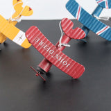 3pcs Airplane Hanging Ornament Retro Decoration Iron Airplane Model for Car Desktop Yellow Red Blue