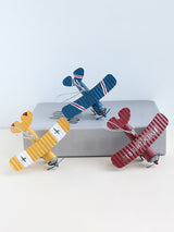 3pcs Airplane Hanging Ornament Retro Decoration Iron Airplane Model for Car Desktop Yellow Red Blue