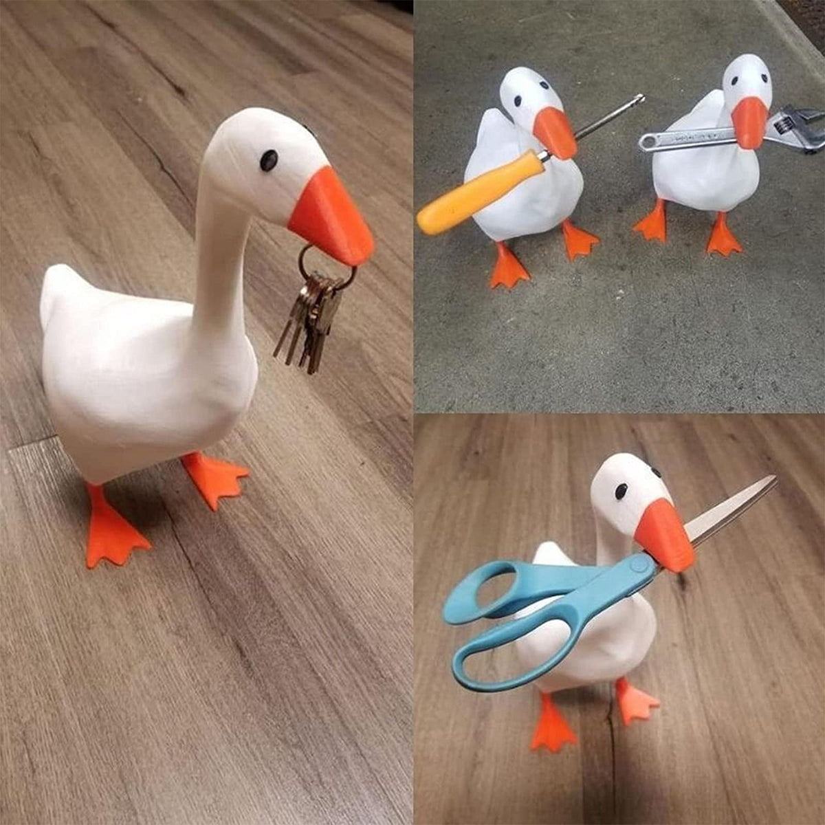 White Duck Magnetic Display Piece Resin Decoration Magnetic Goose Key Holder