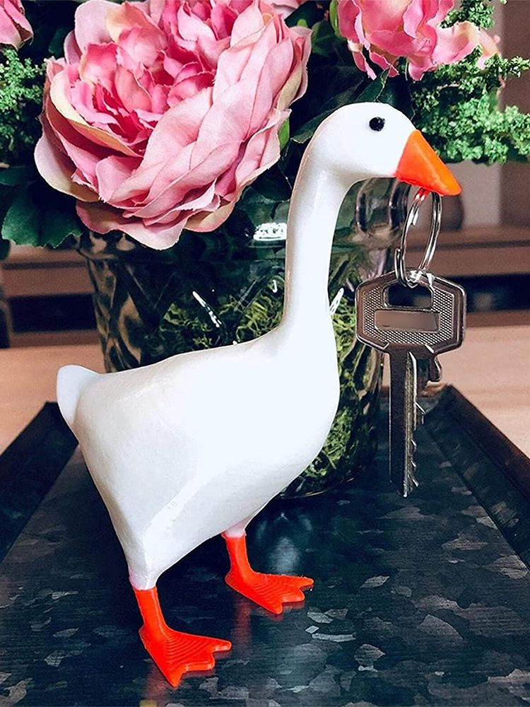 White Duck Magnetic Display Piece Resin Decoration Magnetic Goose Key Holder