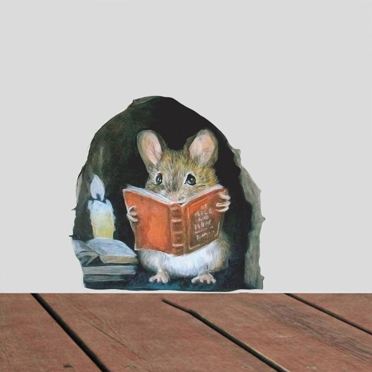 Cartoon Cute Candlelight Reading Mice Stick Mouse Hole Home Wall Decoration Wall Stickers