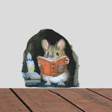 Cartoon Cute Candlelight Reading Mice Stick Mouse Hole Home Wall Decoration Wall Stickers - 45-Degree Angle