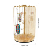 3 in 1 Jewelry Stand Display Multi Tiers Wooden Swivel Base Jewelry Display Holder for Necklace Gold