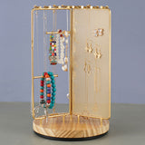 3 in 1 Jewelry Stand Display Multi Tiers Wooden Swivel Base Jewelry Display Holder for Necklace Gold - 45-Degree Angle