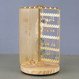 3 in 1 Jewelry Stand Display Multi Tiers Wooden Swivel Base Jewelry Display Holder for Necklace Gold - Low Angle
