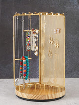 3 in 1 Jewelry Stand Display Multi Tiers Wooden Swivel Base Jewelry Display Holder for Necklace Gold - Extra Image