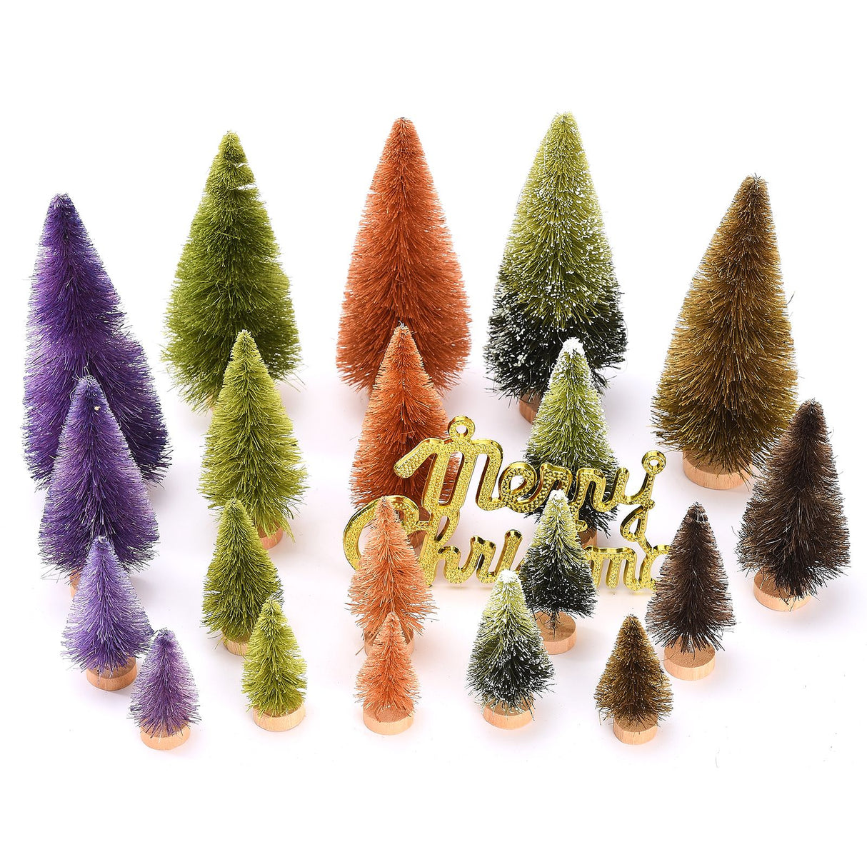 21pcs Artificial Christmas Trees Set Decoration Sisal Wood False Christmas Trees Kit