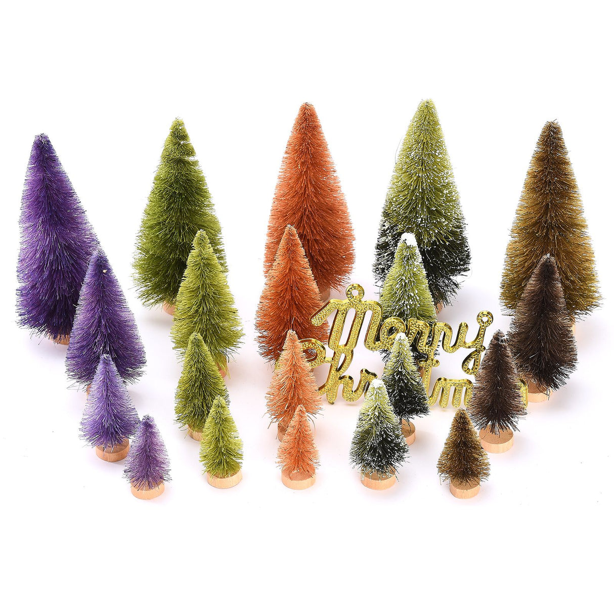21pcs Artificial Christmas Trees Set Decoration Sisal Wood False Christmas Trees Kit