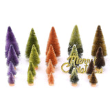 21pcs Artificial Christmas Trees Set Decoration Sisal Wood False Christmas Trees Kit - Side View