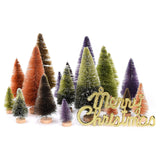 21pcs Artificial Christmas Trees Set Decoration Sisal Wood False Christmas Trees Kit