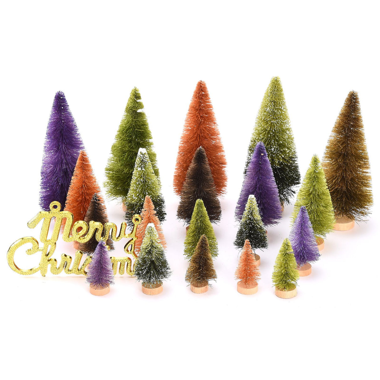 21pcs Artificial Christmas Trees Set Decoration Sisal Wood False Christmas Trees Kit