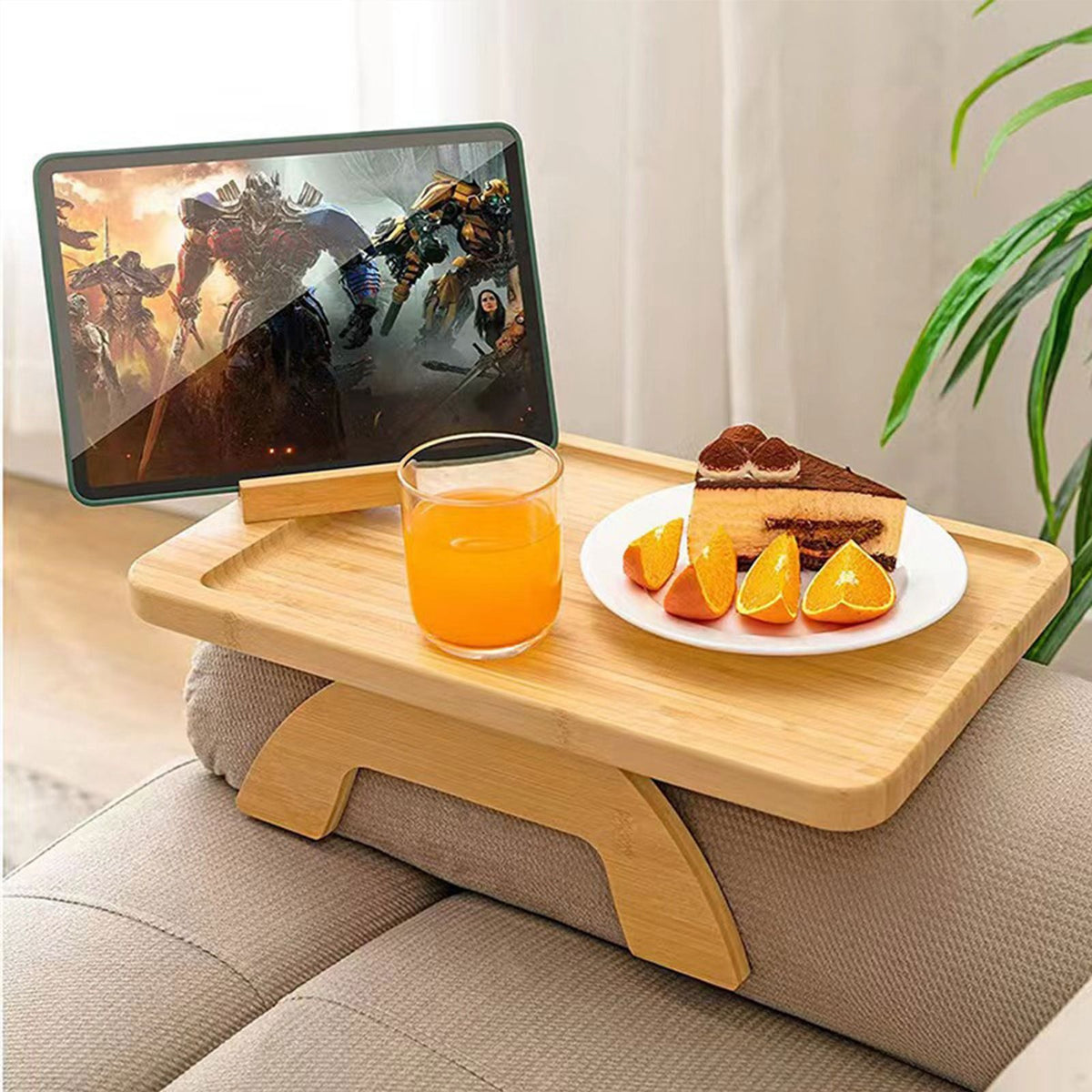 Wooden Sofa Tray Mobile Phone Stand Fruit Plate Wood Craft Ornament
