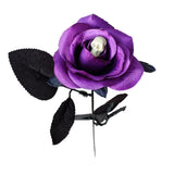 Artificial Rose Lifelike Decorative Bendable Fake Flower With Skull Head for Halloween Party