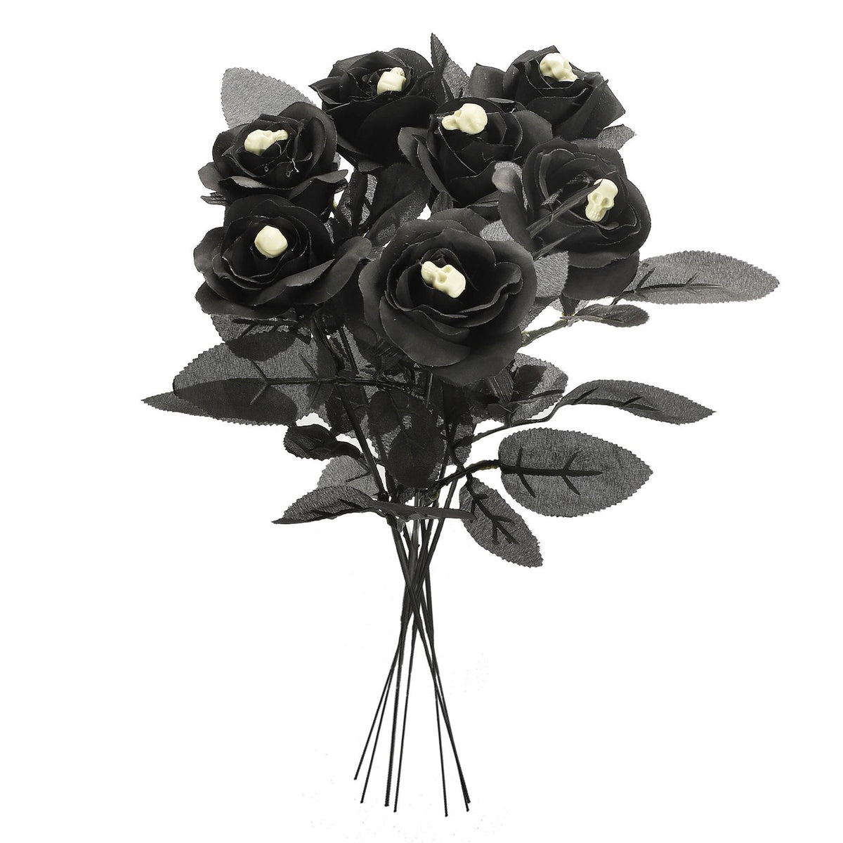 Artificial Rose Lifelike Decorative Bendable Fake Flower With Skull Head for Halloween Party