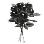 Artificial Rose Lifelike Decorative Bendable Fake Flower With Skull Head for Halloween Party