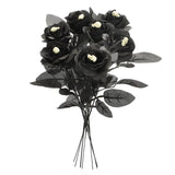 Artificial Rose Lifelike Decorative Bendable Fake Flower With Skull Head for Halloween Party Black