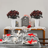 Artificial Rose Lifelike Decorative Bendable Fake Flower With Skull Head for Halloween Party Black