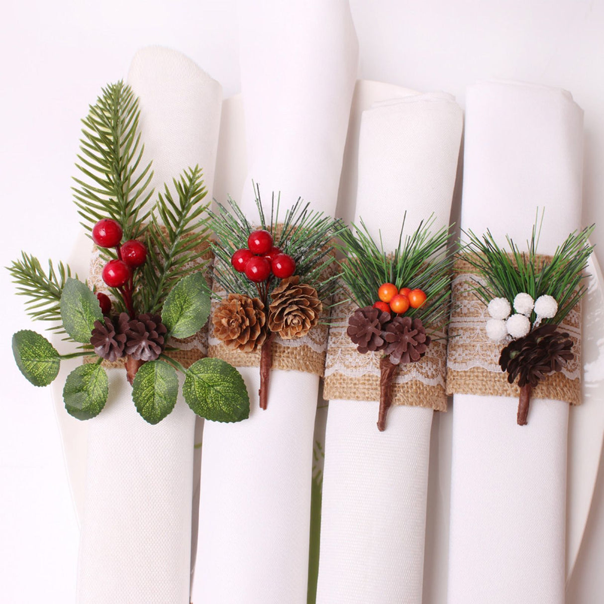 Pinecone Napkin Rings Sweet Reusable Christmas Napkin Holders Table Decor for Dinner Party Anniversary