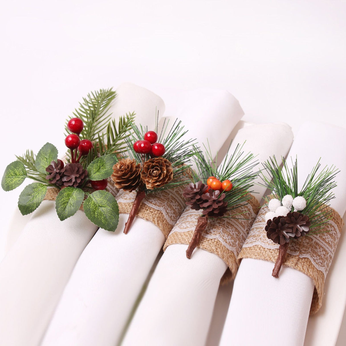 Pinecone Napkin Rings Sweet Reusable Christmas Napkin Holders Table Decor for Dinner Party Anniversary