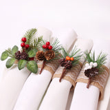 Pinecone Napkin Rings Sweet Reusable Christmas Napkin Holders Table Decor for Dinner Party Anniversary - Side View