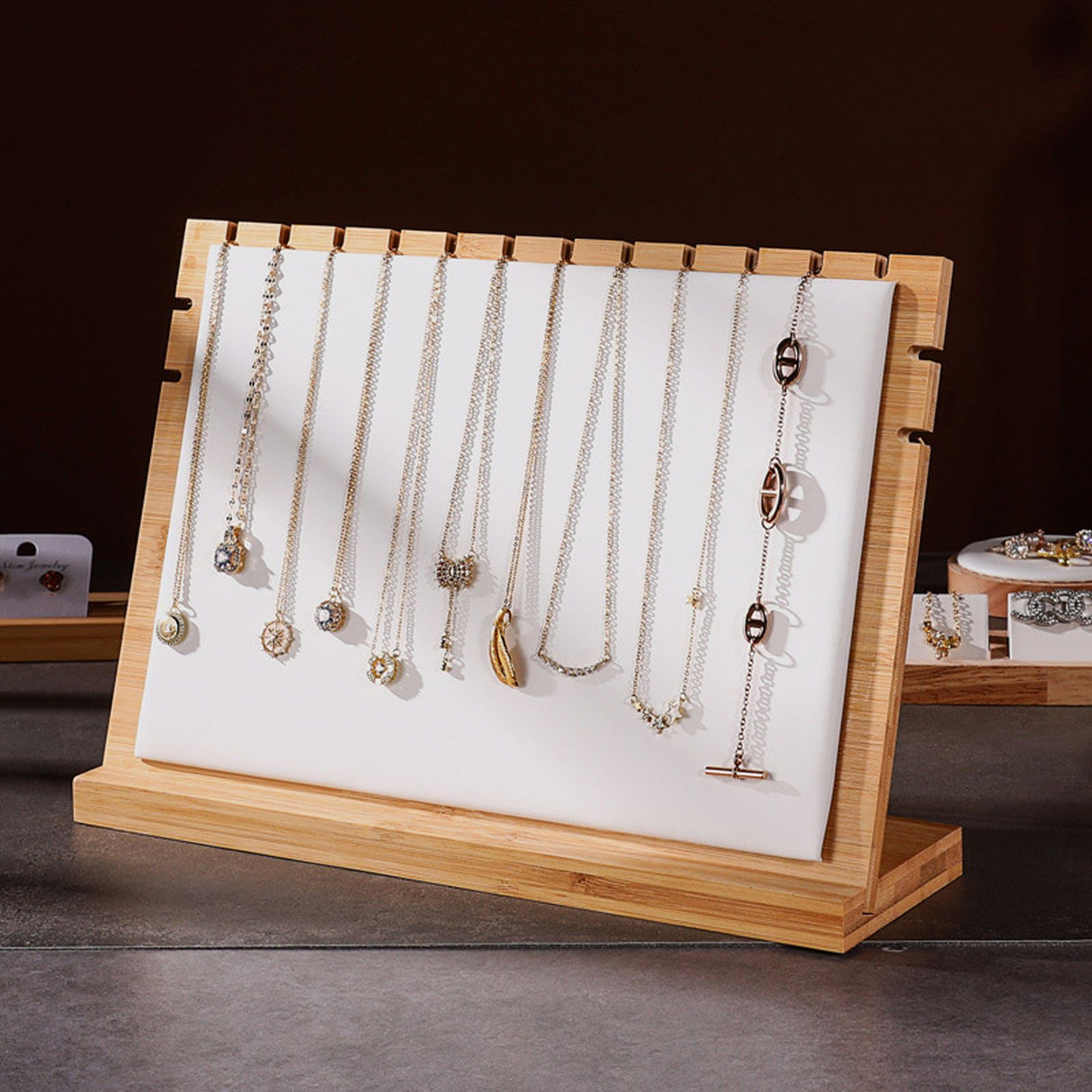Bamboo Wood Pendant Display Board Jewelry Display Board Necklace Rack Removable Jewelry Display Props