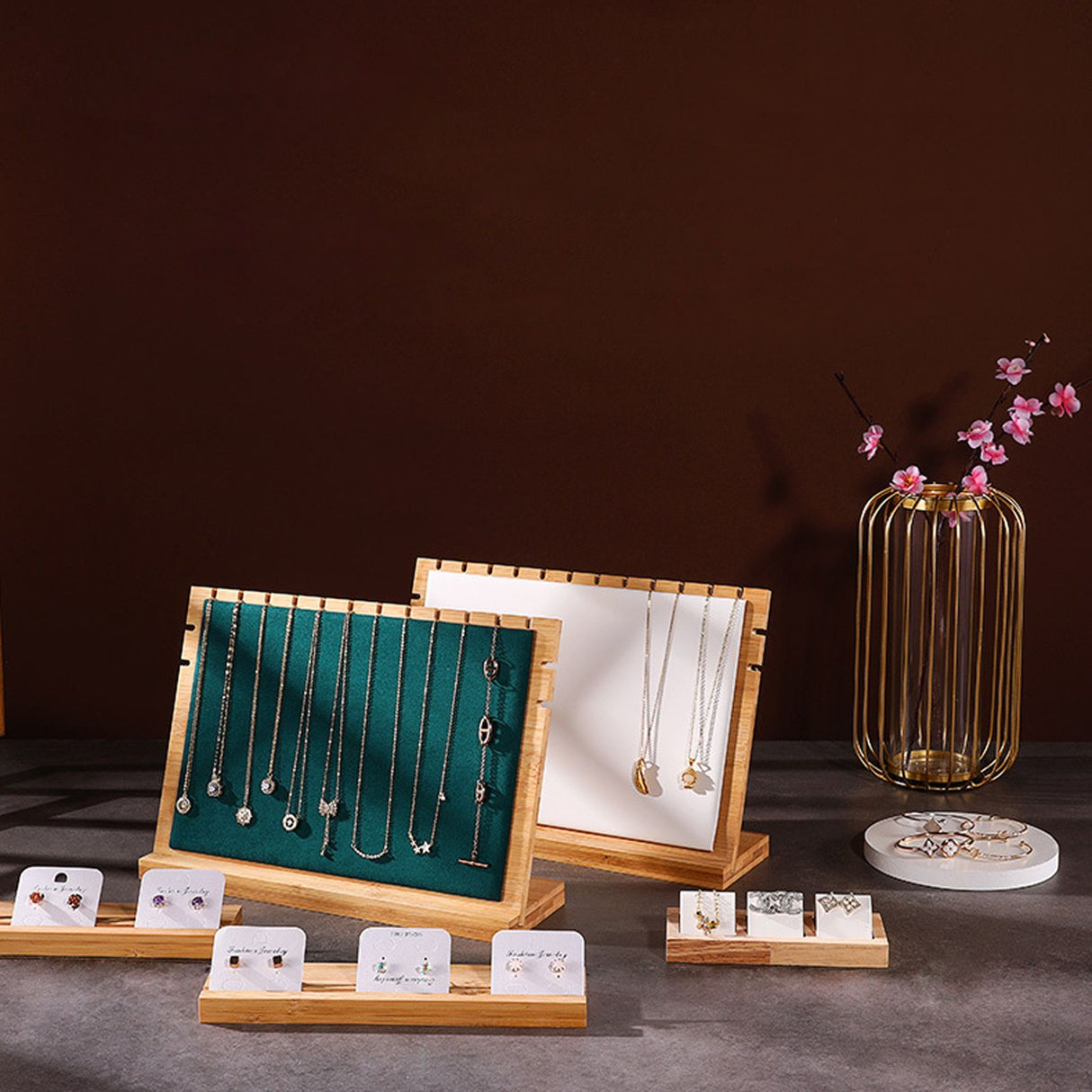 Bamboo Wood Pendant Display Board Jewelry Display Board Necklace Rack Removable Jewelry Display Props