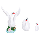 3pcs Resin Swan Ornaments Simulation Decorative Swan Figurine for Miniature Garden Home - Front View