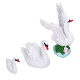 3pcs Resin Swan Ornaments Simulation Decorative Swan Figurine for Miniature Garden Home - Top-Down View