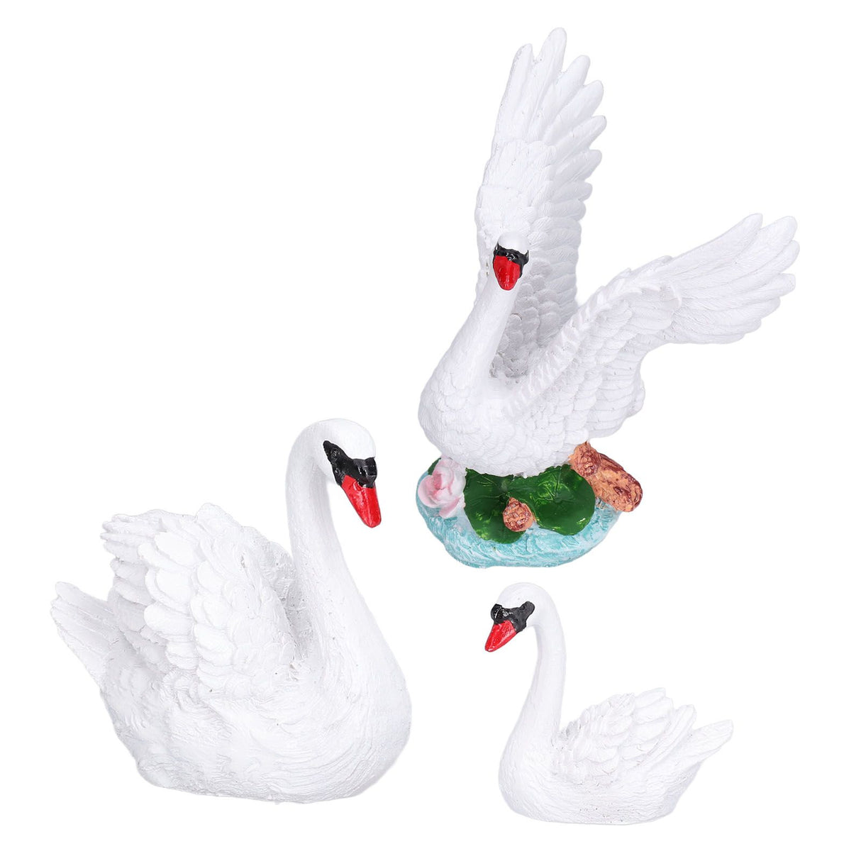 3pcs Resin Swan Ornaments Simulation Decorative Swan Figurine for Miniature Garden Home