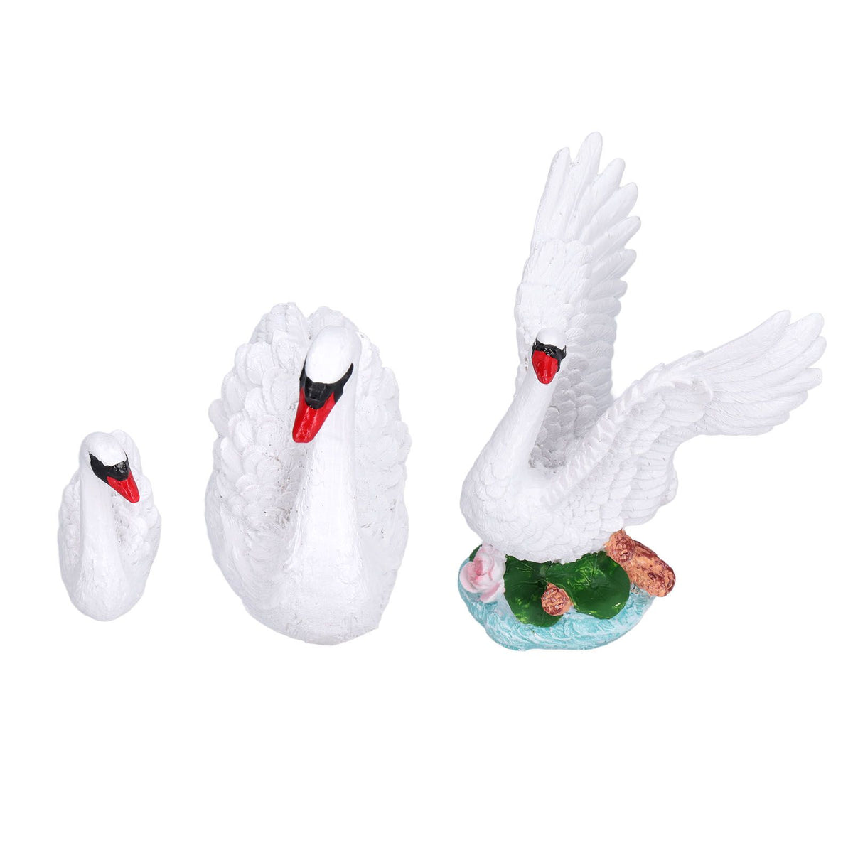 3pcs Resin Swan Ornaments Simulation Decorative Swan Figurine for Miniature Garden Home