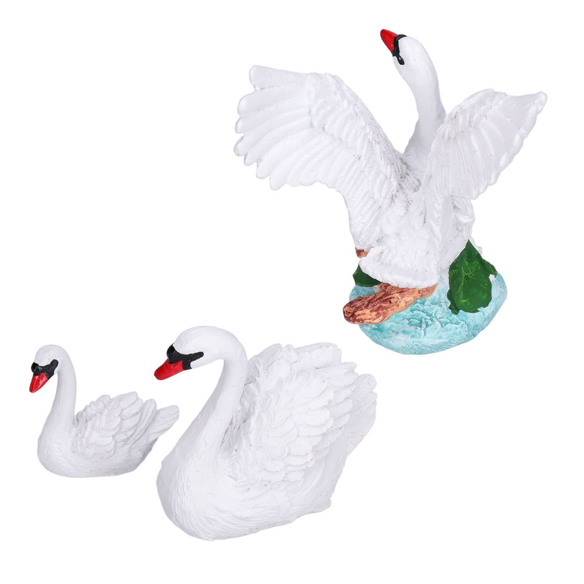 3pcs Resin Swan Ornaments Simulation Decorative Swan Figurine for Miniature Garden Home