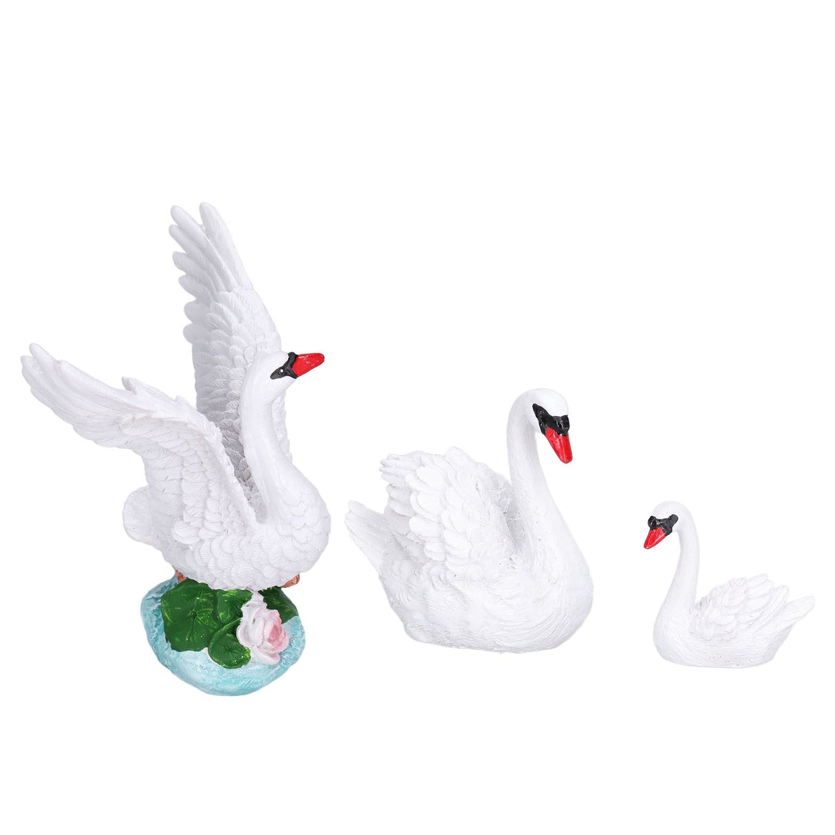 3pcs Resin Swan Ornaments Simulation Decorative Swan Figurine for Miniature Garden Home