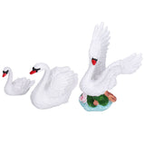 3pcs Resin Swan Ornaments Simulation Decorative Swan Figurine for Miniature Garden Home