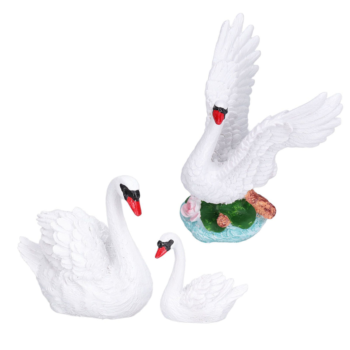 3pcs Resin Swan Ornaments Simulation Decorative Swan Figurine for Miniature Garden Home