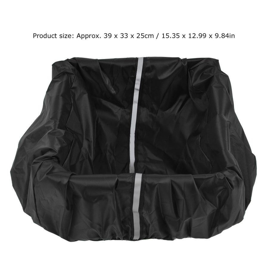 Bike Basket Cover Black Snow Defence Waterproof Dustproof Lightweight Reflect Light Bike Basket Liner
