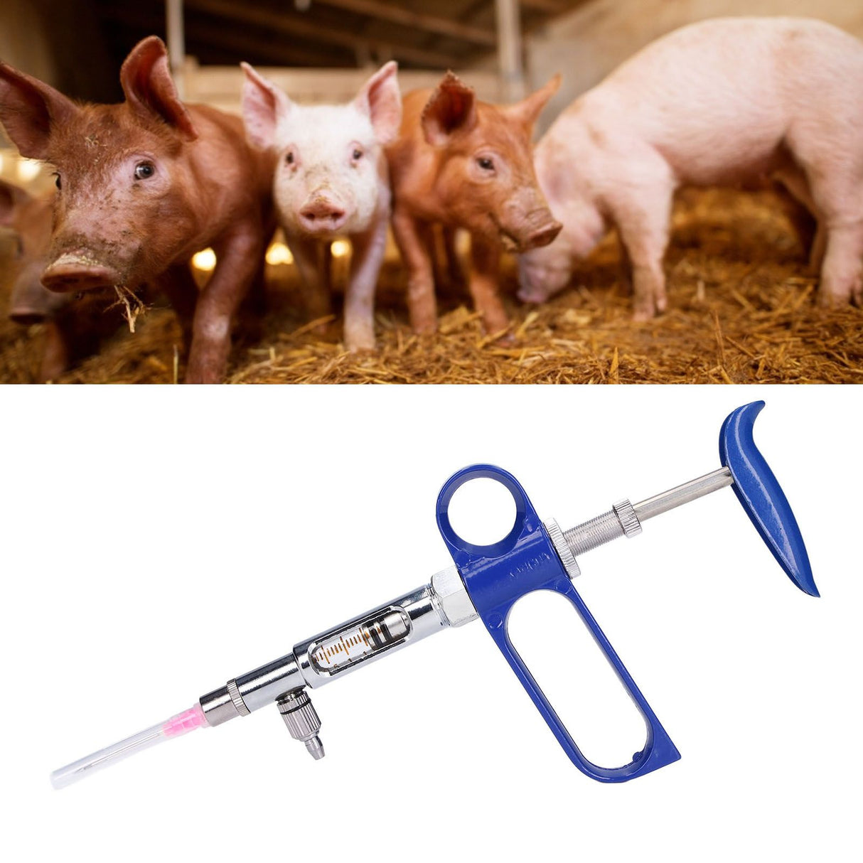 2ml Livestock Syringe Injector Continuous Adjustable Animal Injector for Cattle Sheep Pig Goat