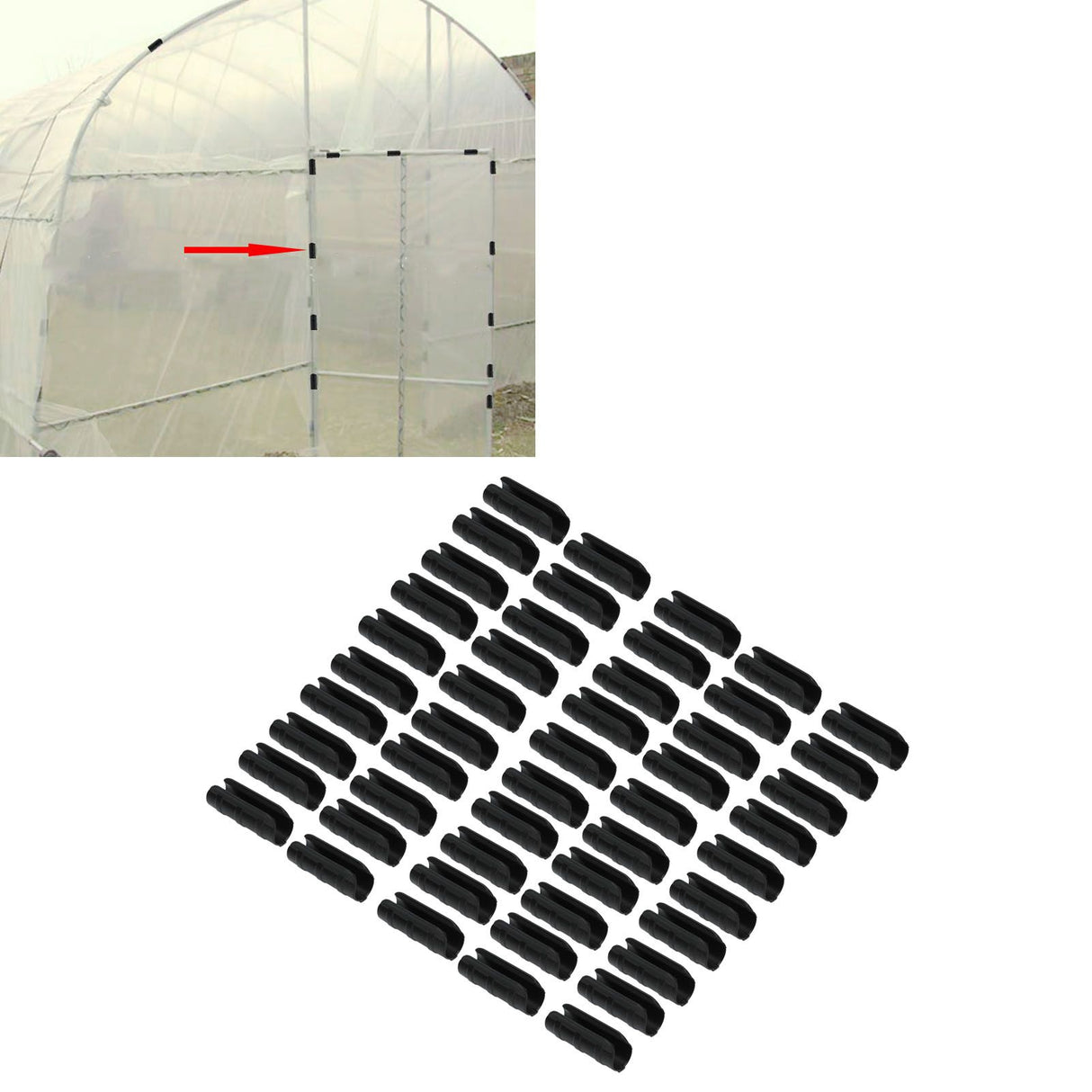 50PCS 10cm Greenhouse Film Clamp Heat Resistant Tube Clip Gardening Frame Pipe Clip for GardenBlack